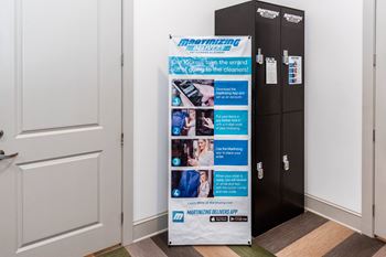Dry cleaning pickup lockers at Anthem Luxury Rentals in Huntsville, Alabama